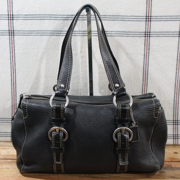 Coach Black Pebbled Leather Chelsea Satchel - Picture 2 of 6